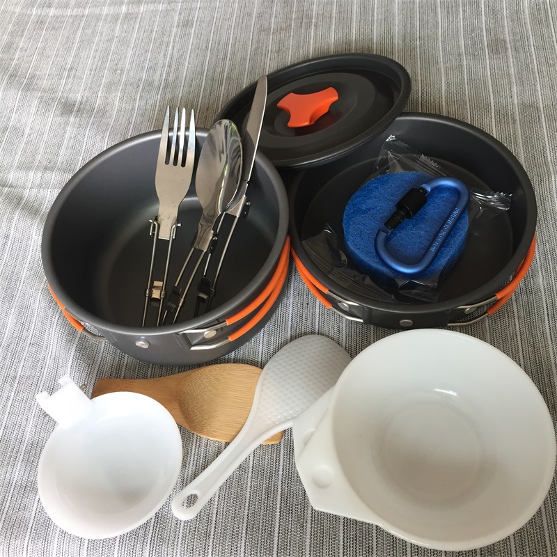 Cross border New products outdoors Picnic Camp combination Cookware suit /1-2 Person outdoor cookware/Camping Cookware