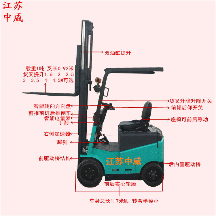 电动座驾式堆垛车货物装卸机 无腿电动堆高机 全自动升降搬运车
