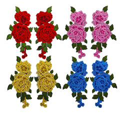 Zhenmei Embroidery Clothing Accessories Embroidery Lace Three-dimensional Glass Gauze Paste Colored Flowers High Density