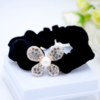 Special Offer Korean Edition Hairdressing high-grade Rhinestone Velvet ring Flower Hair rope Yiwu rubber band Boutique Jewelry