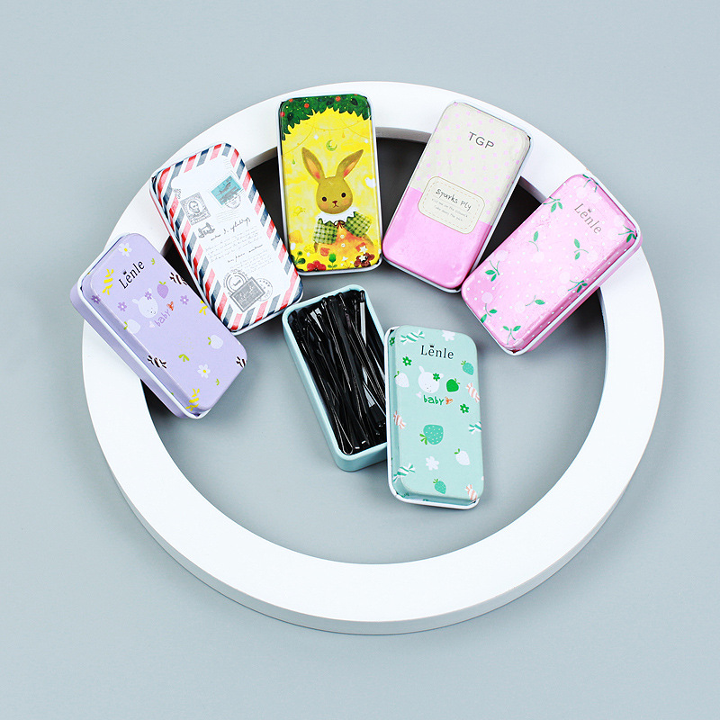 厂家直供马口铁收纳盒 卡通可爱迷你一字发夹收纳金属铁盒批发