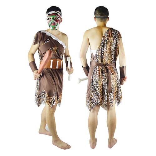 Primitive human clothing, wild man attire, African native attire, Indian clothing, men's and women's leopard print garments, tribal attire, hunter performance costumes.