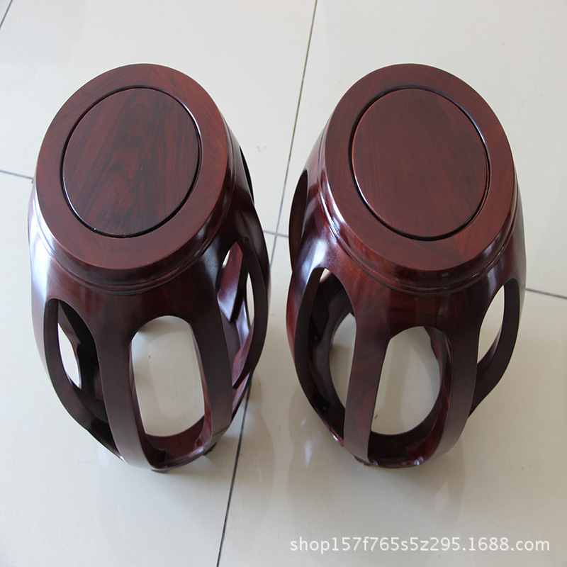 Africa Rosewood Drum stool Rosewood Round stool solid wood Shoe changing stool household Indonesia Black wood Low stool Two 9