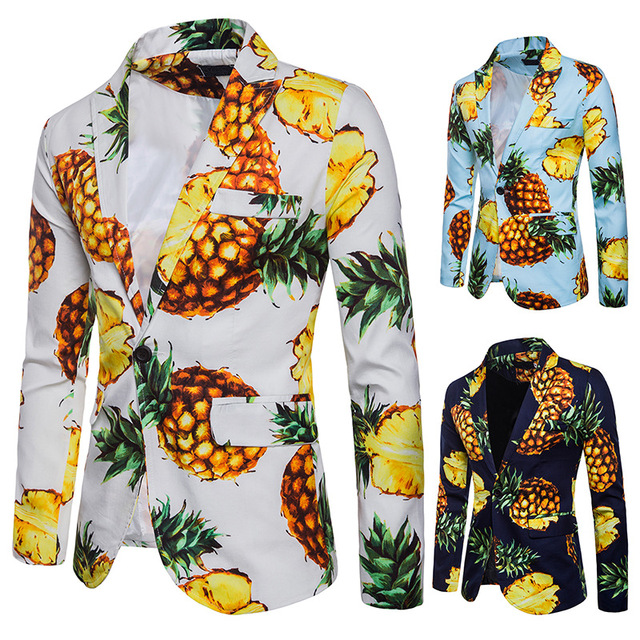 men’s wear Pineapple Beach style design a button men’s LAPEL SUIT 