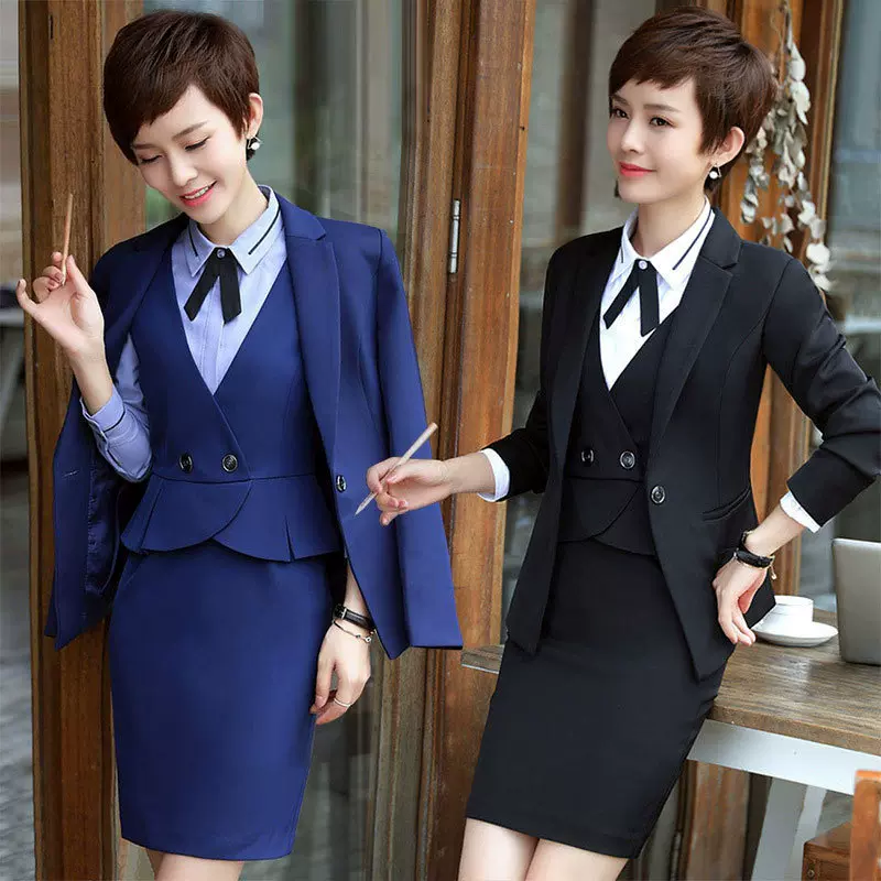 冬装职业装女装套装面试正装免烫西服外套长袖西装套裙工作服商务