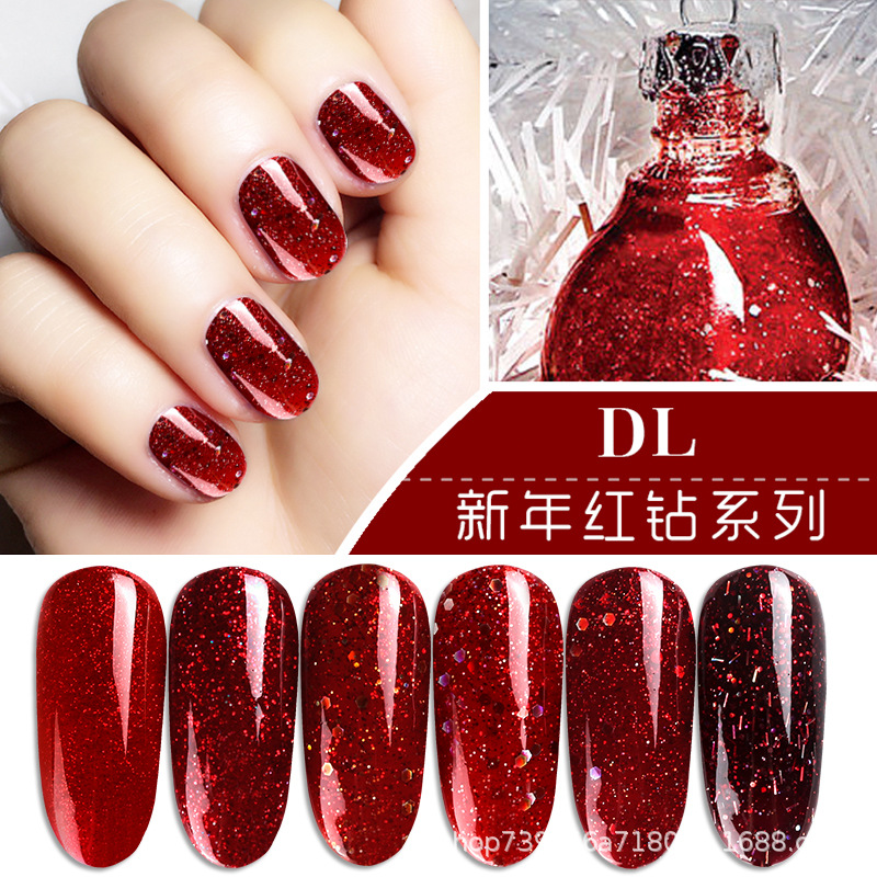 2018新色紫蓝DL.正品新年红钻健康植物甲油胶6色套系批发厂家直销