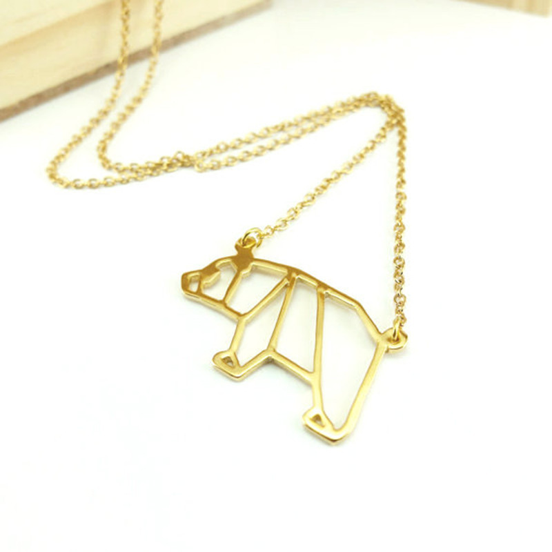 Commerce Extérieur Populaire Style Collier Origami Panda Collier Écologique Alliage Or Plaqué Argent Animal Ours Collier Clavicule Chaîne display picture 5