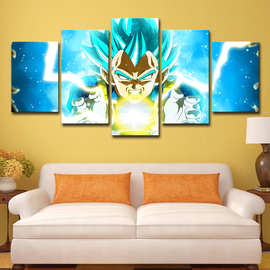 跨境五联画amazon lazada 艺术画七龙珠家居装饰墙图片艺术品电光