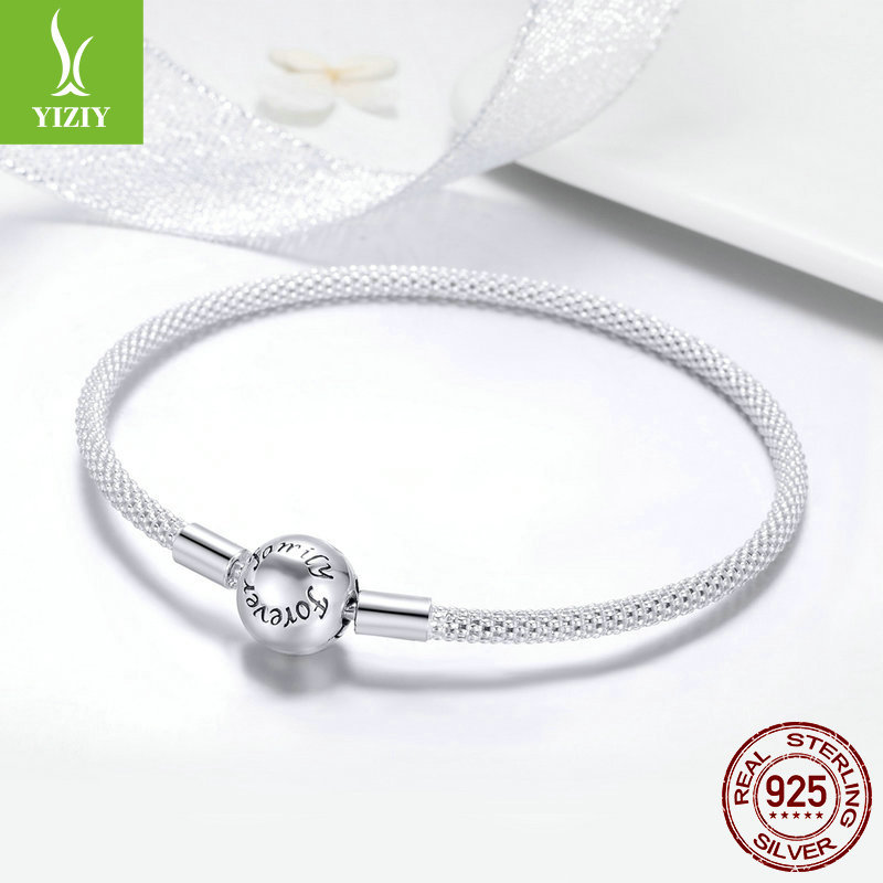 Silver Ziyun S925 Silver Bracelet for Women Eternal Love K-Style Simple Fashion DIY Basic Single Bracelet Scb105