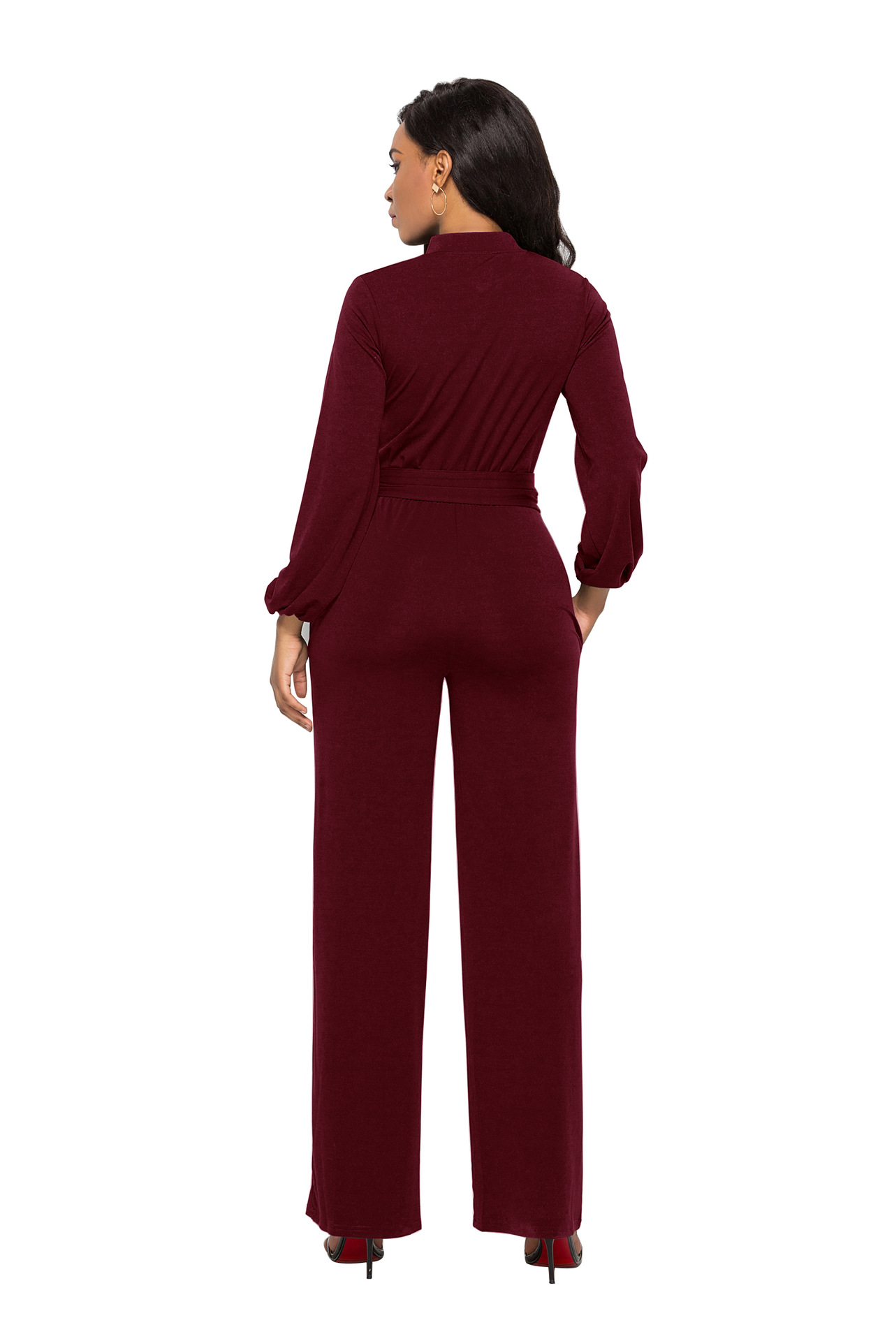 solid color wide-leg jumpsuit NSLM30294