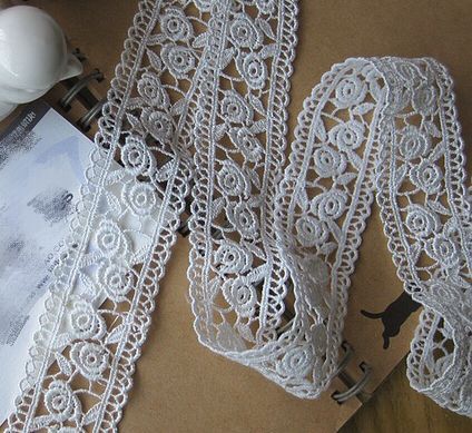 手工DIY辅料-日版水溶-丝线 玫瑰花团蕾丝带花边 宽3cm