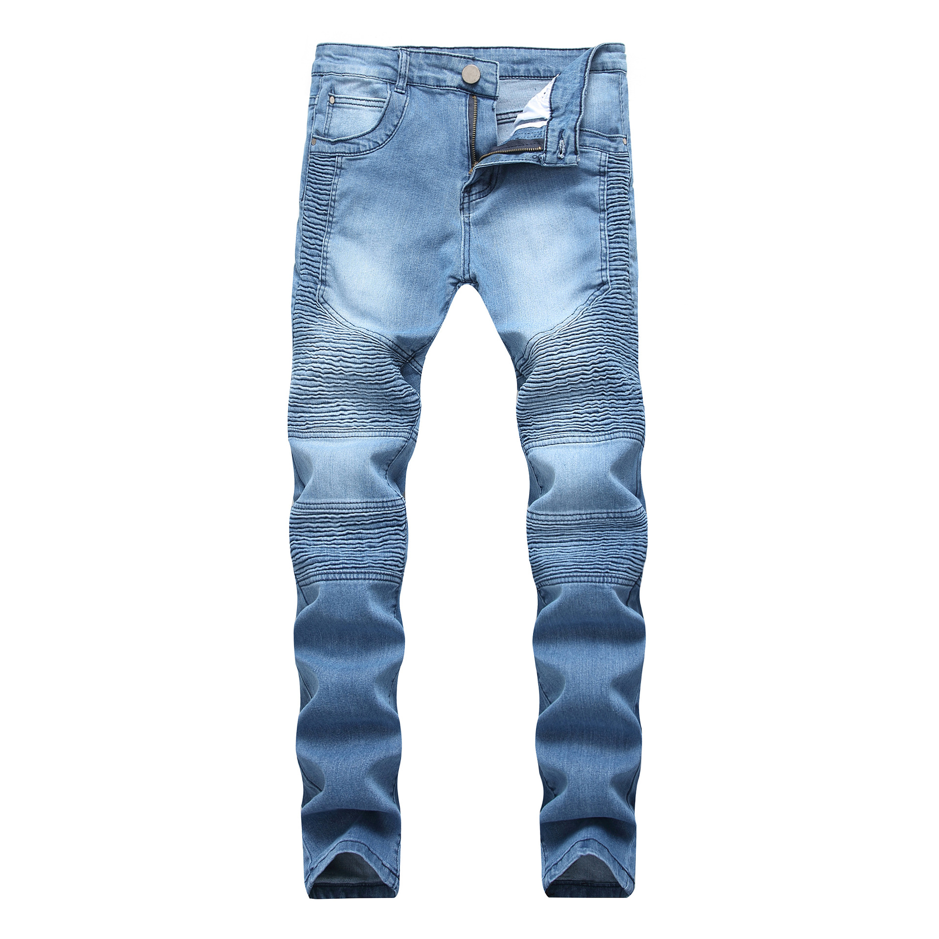 boy Cross-Border Source European And American Street Fashion Brand Motorcycle Men's Personality Wrinkled Slim Fit Skinny_viptrois.com