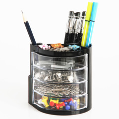Powerful 9133 Transparent Four-Layer Multifunctional Stylish Pen Holder Student Office Plastic Storage Box Stationery Office Supplies