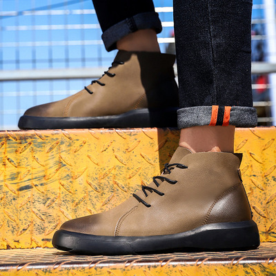 跨境马丁靴2019冬季新款男士靴子潮流时尚切尔西牛皮复古鞋子大码|ms