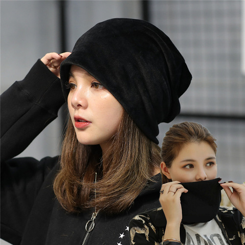 Autumn and winter new plush pullover hat Korean version solid color pile hat simple casual ear protection head cap confinement cap
