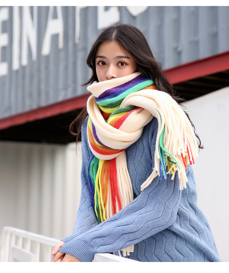 Vrouwelijk Street High Street Kleurblokpatroon Imitatie Kasjmier Sjaal display picture 1