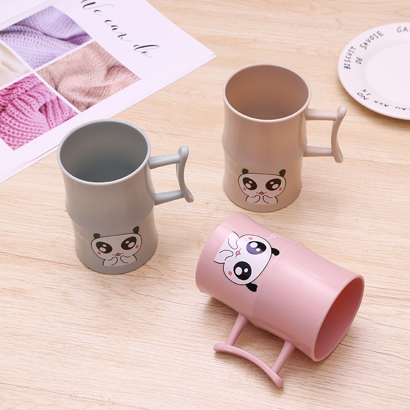 可愛卡通漱口杯 簡約情侶塑料洗漱杯子旅行牙膏帶手柄創意牙缸杯