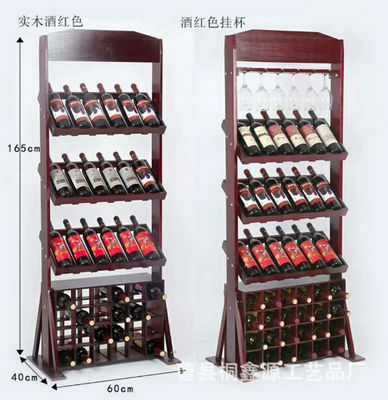 批發零售實木紅酒展示架簡易木制酒架歐式落地家用紅酒架儲物架