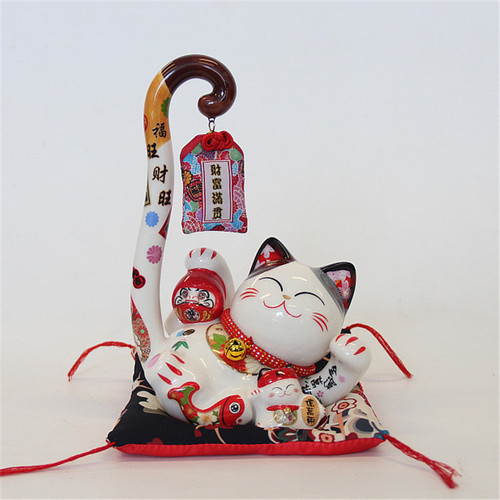 Le Meow Long Tail Cat Lucky Cat Ceramic Piggy Bank Store Opening Home Checkout Decorations Living Room Home Accessories