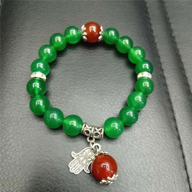 New trendy crystal jewelry: Green Dongling White Porcelain Obsidian combination bracelet, palm fortune bead bracelet wholesale, handcrafted detail image 7