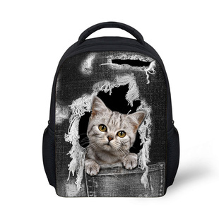 Cross-border Amazon new schoolbag cowboy hole shoulder bag cute cat backpack a generation of hair