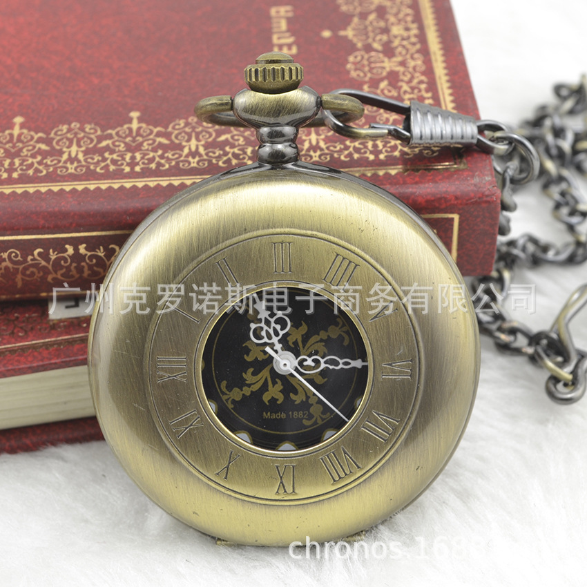 Bronze Large Pocket Watch Glazed Vintage Roman Literally Semi-automatic Mechanical Pocket Watch Men's and Women's Gift Pocket Watch
