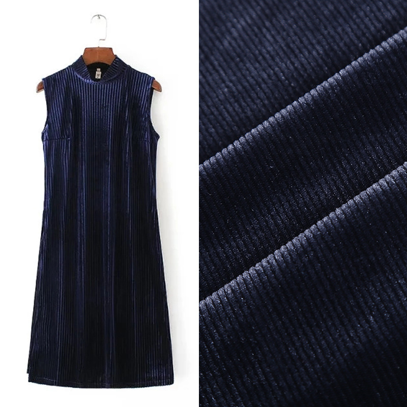 韩国绒 经编丝绒2*2抽条牙签条面料 时尚T恤休闲服单面绒面料现货