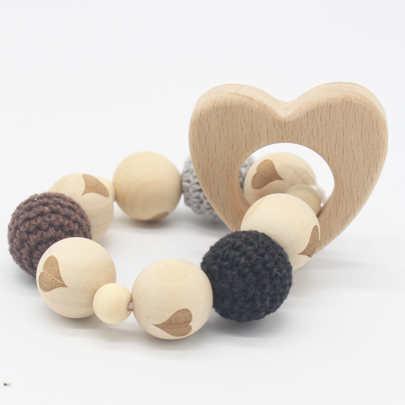 INS bebé haya mordedor pulsera bebé cuentas de lana dientes de juguete palo de molienda Amazon nuevo