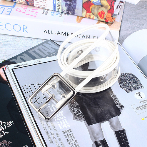 Fashionable Minimalist Transparent Resin Plastic Belt with Round buckle Heart buckle Women's Belt Jeans Student Accessory