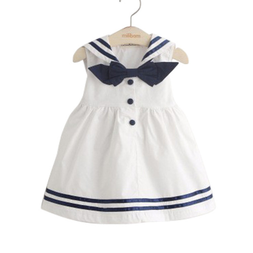 2023 New Girls' Clothing Fashionable Navy Collar Dress with Blue Trim for Girls and Middle Schools Factory Direct Sales