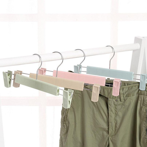 B210 household plastic strong trouser clip telescopic adult trousers hanger clip plain multifunctional trouser rack