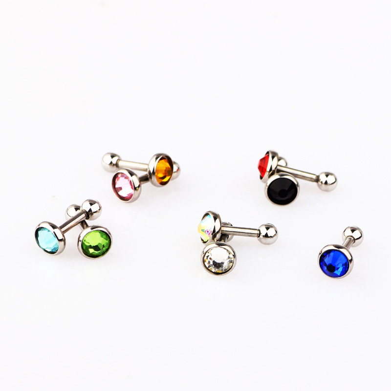 Fashion Geometric Stainless Steel Inlay Ear Studs 1 Piece
