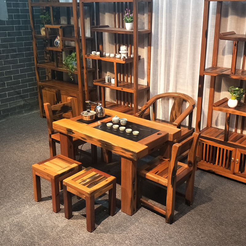 老船木茶桌椅组合实木茶桌原木茶台阳台茶几中式功夫泡茶桌田园|ms