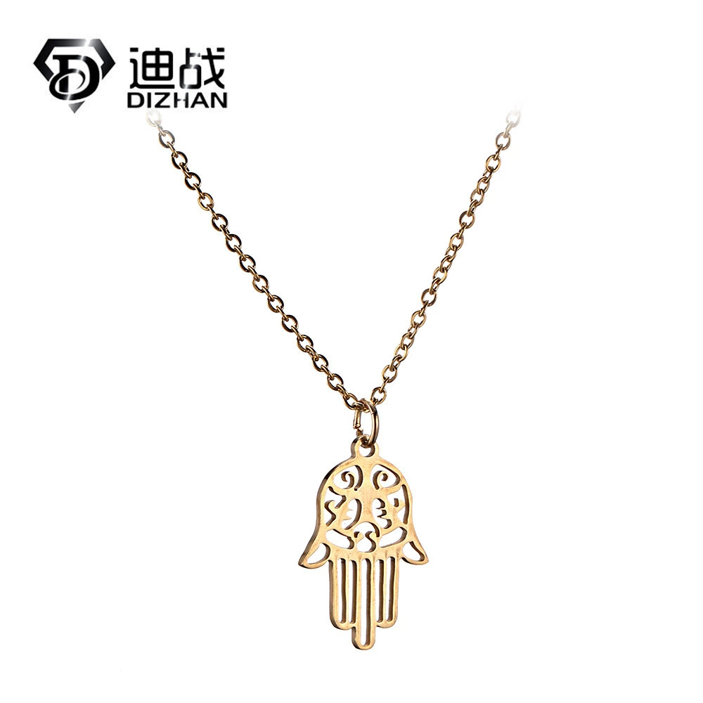 Двусторонние ювелирные изделия из полированной нержавеющей стали Hassram Palm Кулон из титановой стали Фатима Ручное ожерелье из нержавеющей стали