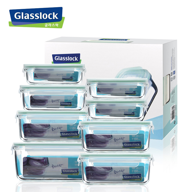韩国进口GLASSLOCK耐钢化玻璃耐热盒保鲜盒微盒便当盒密封餐盒