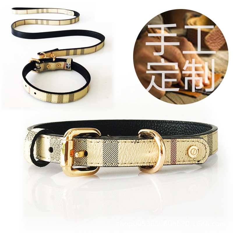 英伦牛皮尼龙革项圈牵引|ru