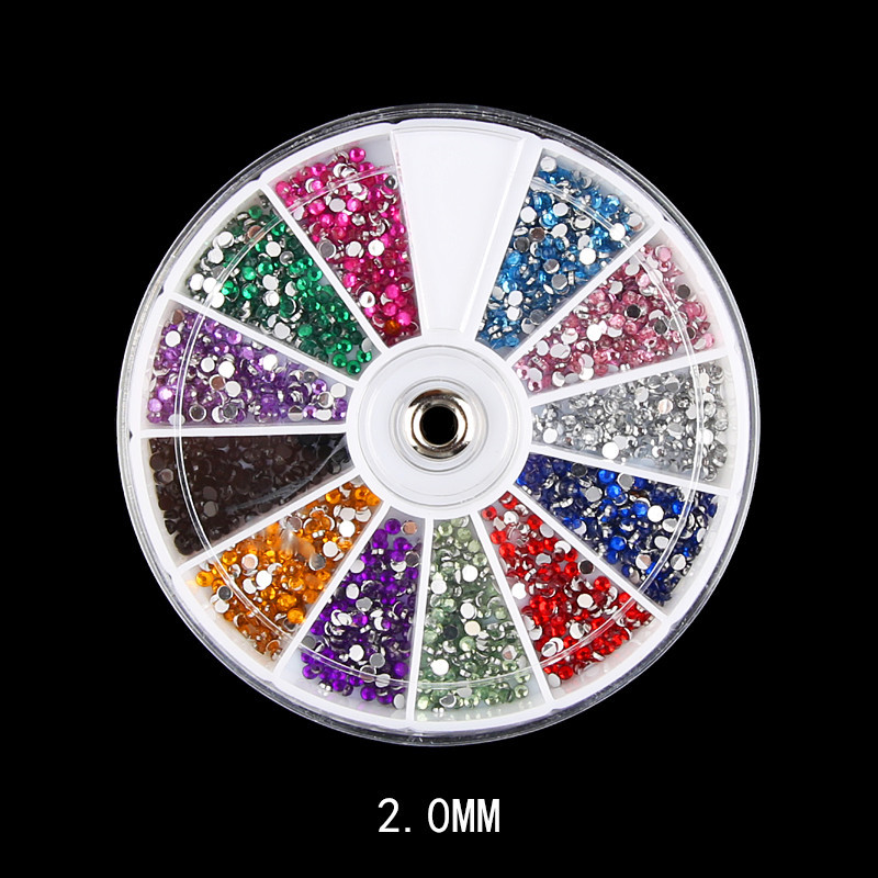 Gemischt 12 Farben 1,5 MM, 2 MM, 3 MM Glänzender Stein 3d Nagel Strass Kleine Perlen Maniküre DIY Nail art Dekoration In Rad Zubehör – Detail 3