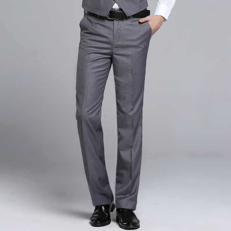 2018新款韩版直筒西裤男商务垂感免烫西装裤英伦灰色长裤子|ms