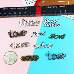 DIY鋅合金配件 英文字母雙孔連接字牌 LOVE HOPE KISSED 混裝批發