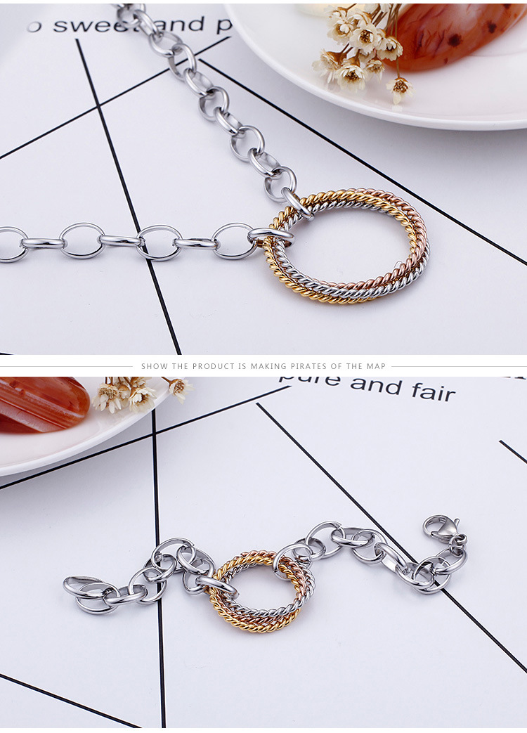 Fashion Stainless Steel Interlocking Necklace Bracelet Two Piece Set Wholesale Valentineu0027s Day G
