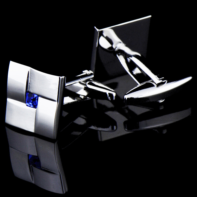 英博镶钻蓝色水晶袖扣袖口钉男女士法式纽扣548cufflinks/910025