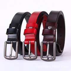 Wholesale lady cowhide belt from the manufacturer, stylish and minimalist decorative needle buckle cowhide waistband for fine denim belt