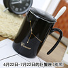 Black zodiac signs, ceramics, coffee cup for beloved with glass