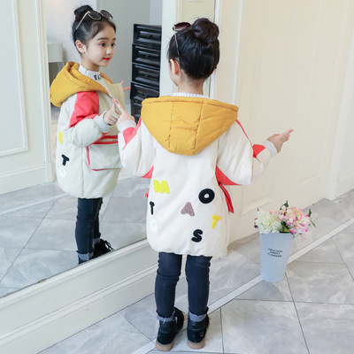 童裝棉服外套2018新款韓版女童時尚中長款兒童冬裝加厚保暖棉衣