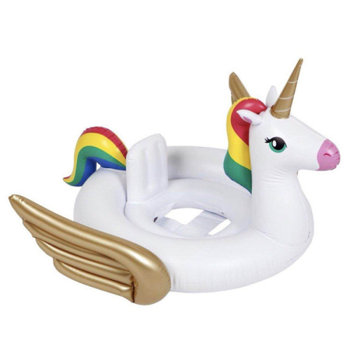 New Ins Sales Inflatable Unicorn Seat Ring Rainbow Horse Swim Ring PVC Cartoon Baby Waist Ring