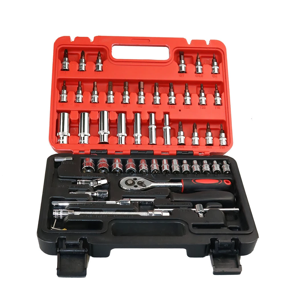 Fast tools set, wrench for repair, gloves, 53 pieces