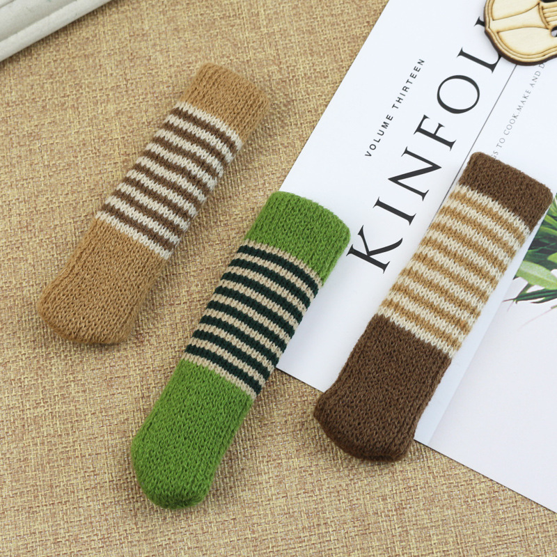 Cubierta de pie de mesa y silla de 24 piezas cubierta de pie de silla de punto de doble capa engrosada cubierta de pie de mesa y silla muda cubierta de pierna palillos cubierta de pie