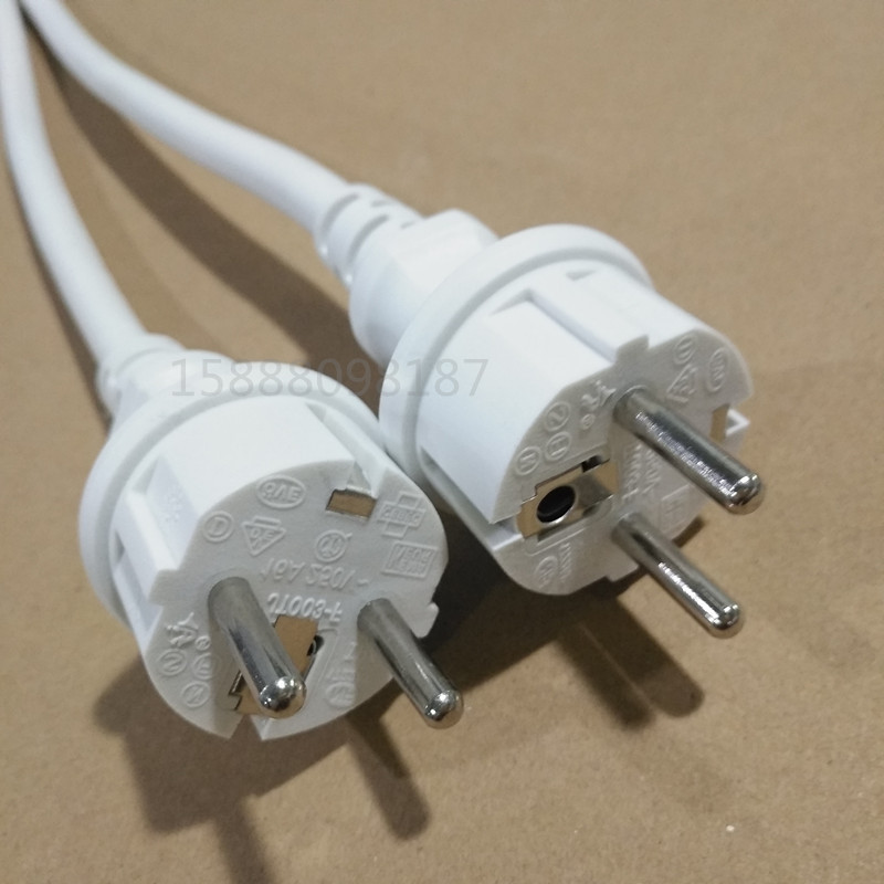 供应白色VDE认证PVC欧规电源线IP44欧式插头电源线欧标电源线