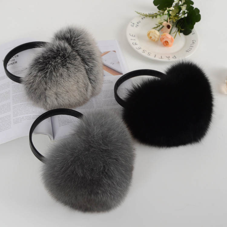 2018 Super large Fox leather and fur Earmuff Autumn and winter Korean Edition lady Ear package Lovely