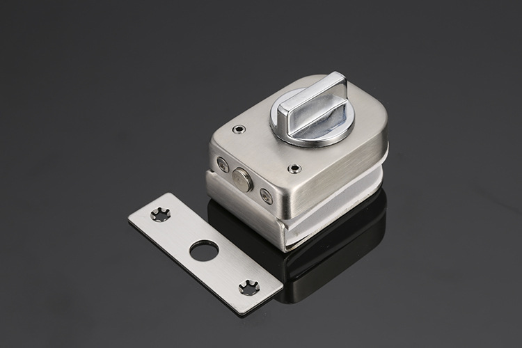 不锈钢玻璃门锁插销锁单门单开锁浴室商铺推拉门双门双开地插地锁|ru